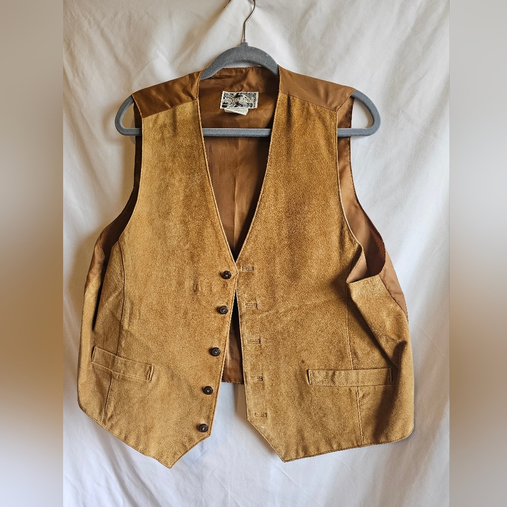 Vintage Vest Tan XL Suede UNISEX